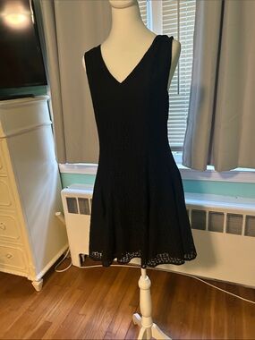 Rebecca Minkoff Black Sleeveless V-Neck Lace Mini Dress
